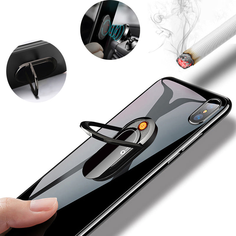 2 In 1 Portable Creative USB Plasma Lighter Mobile Phone Holder Multi-function Cigarette Lighter